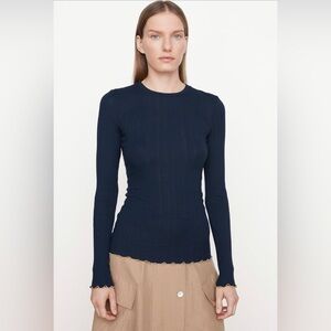 Vince SEA FOAM Merrow Stitch Rib Crew Neck Long Sleeve - S